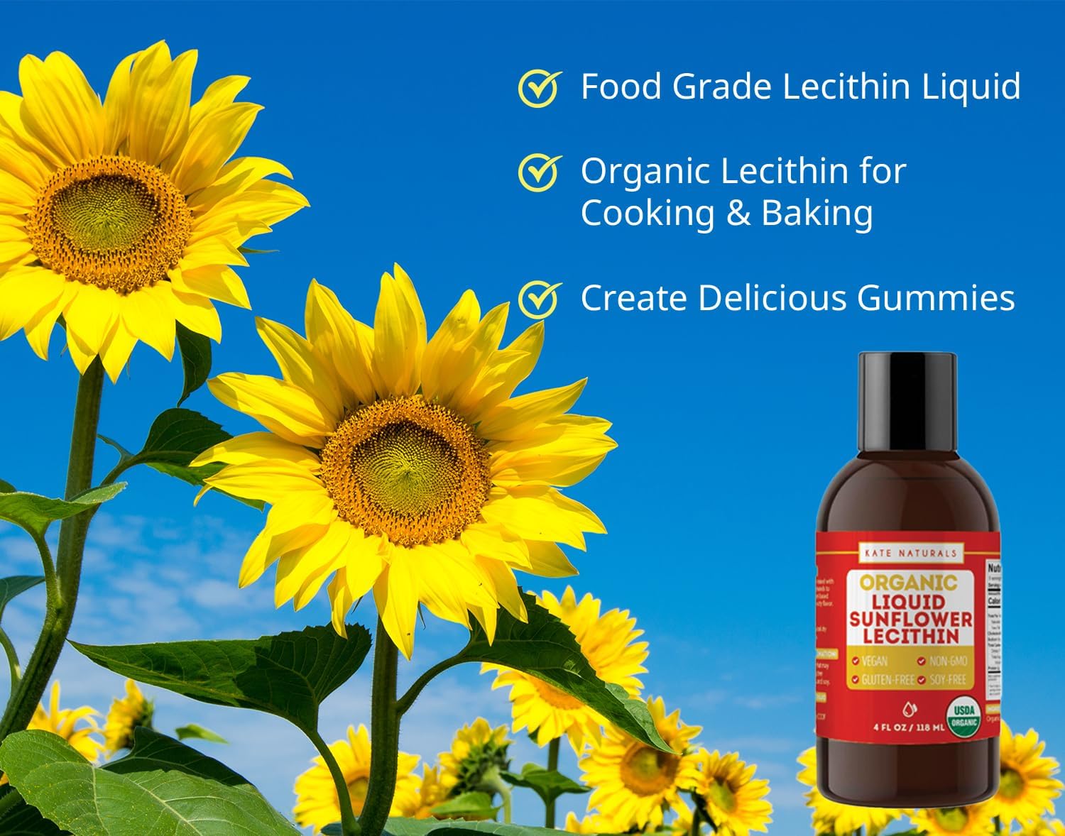 Kate Naturals Organic Liquid Sunflower Lecithin 118ml