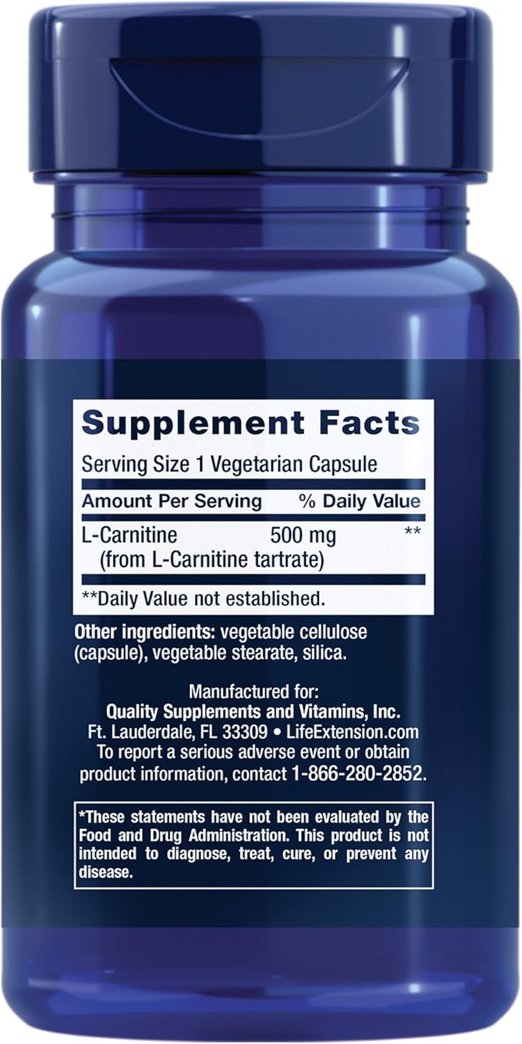 Life Extension L-Carnitine 500mg 30 Capsules