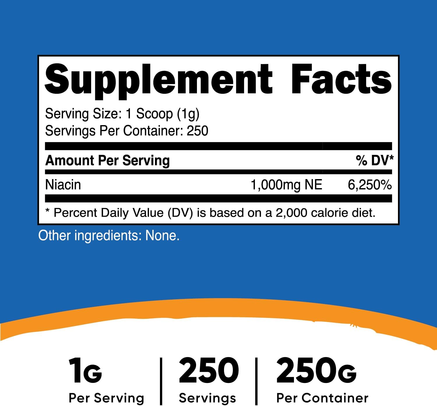 Nutricost Niacin Vitamin B3 250g Powder (250 servings)