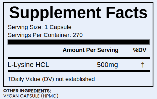 Organica L-Lysine 270 Capsules