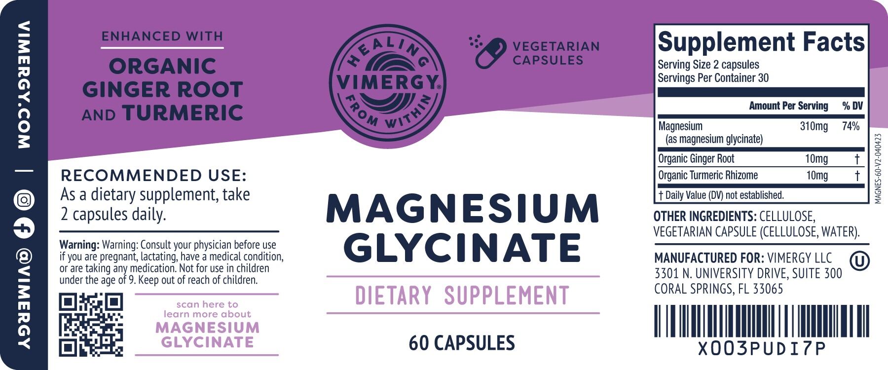 Vimergy Magnesium Glycinate 60 Capsules