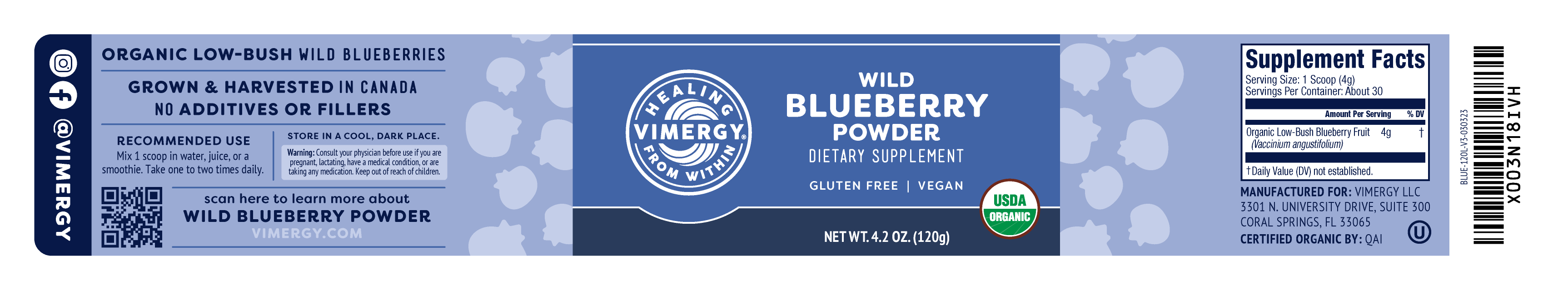 Vimergy Organic Wild Blueberry 120g