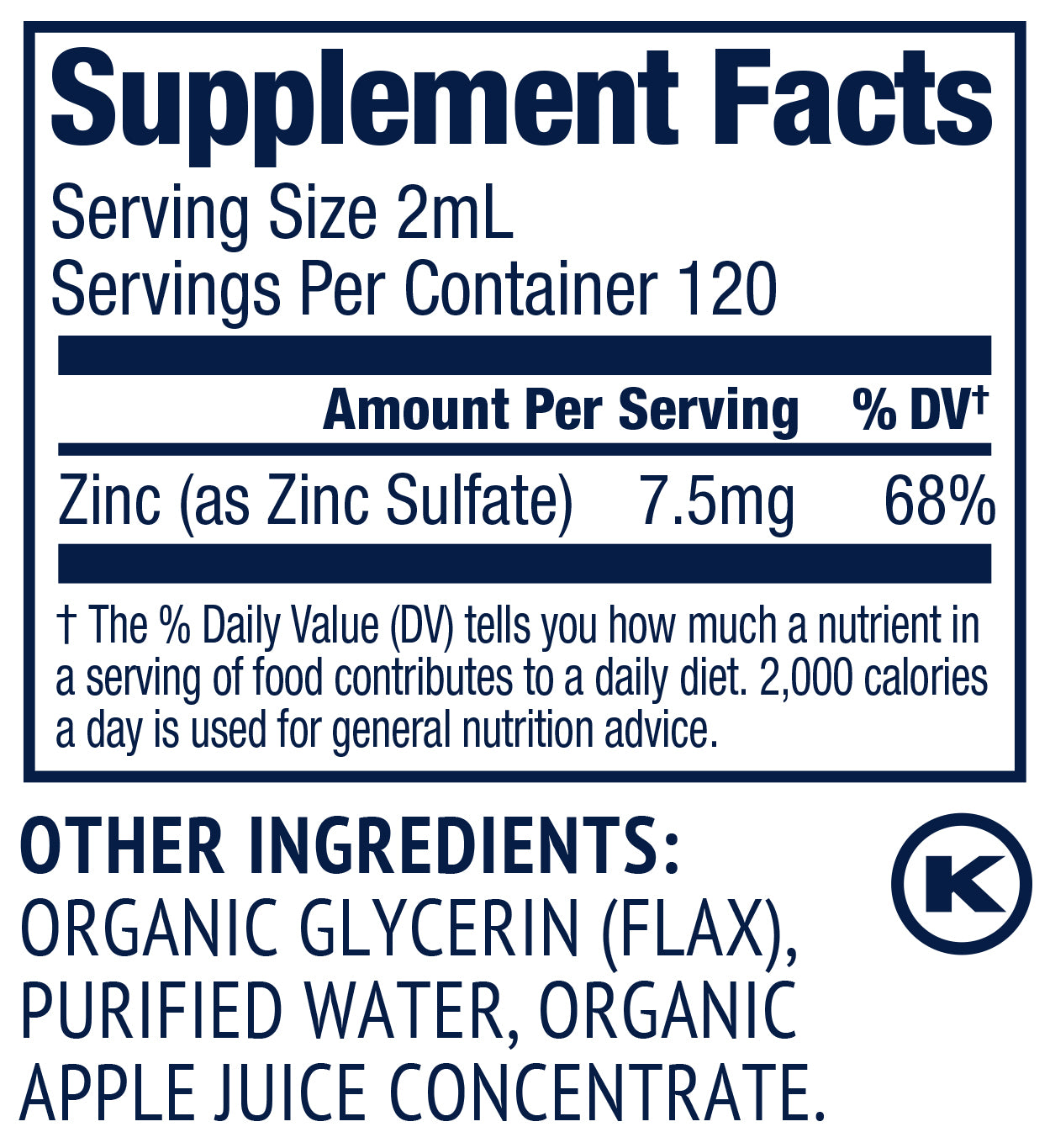 Vimergy Organic Zinc Sulfate 240ml | Refill Size