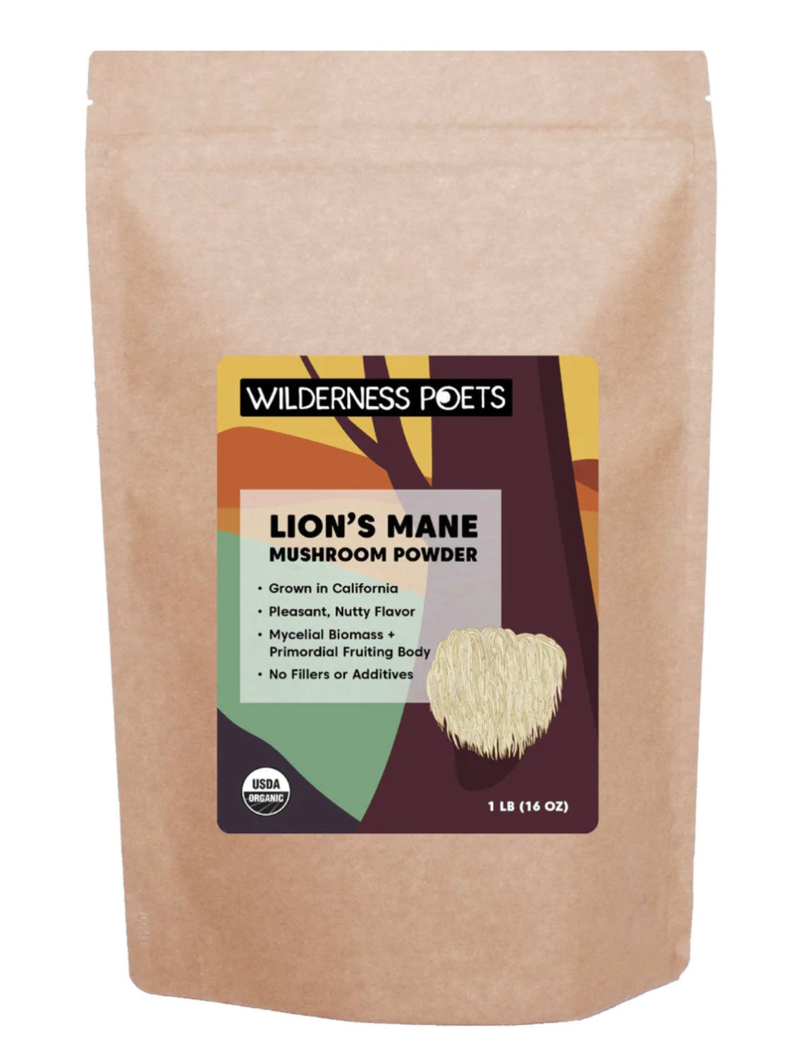 Wilderness Poets Organic Lion's Mane Mushroom Powder - California Grown 453g