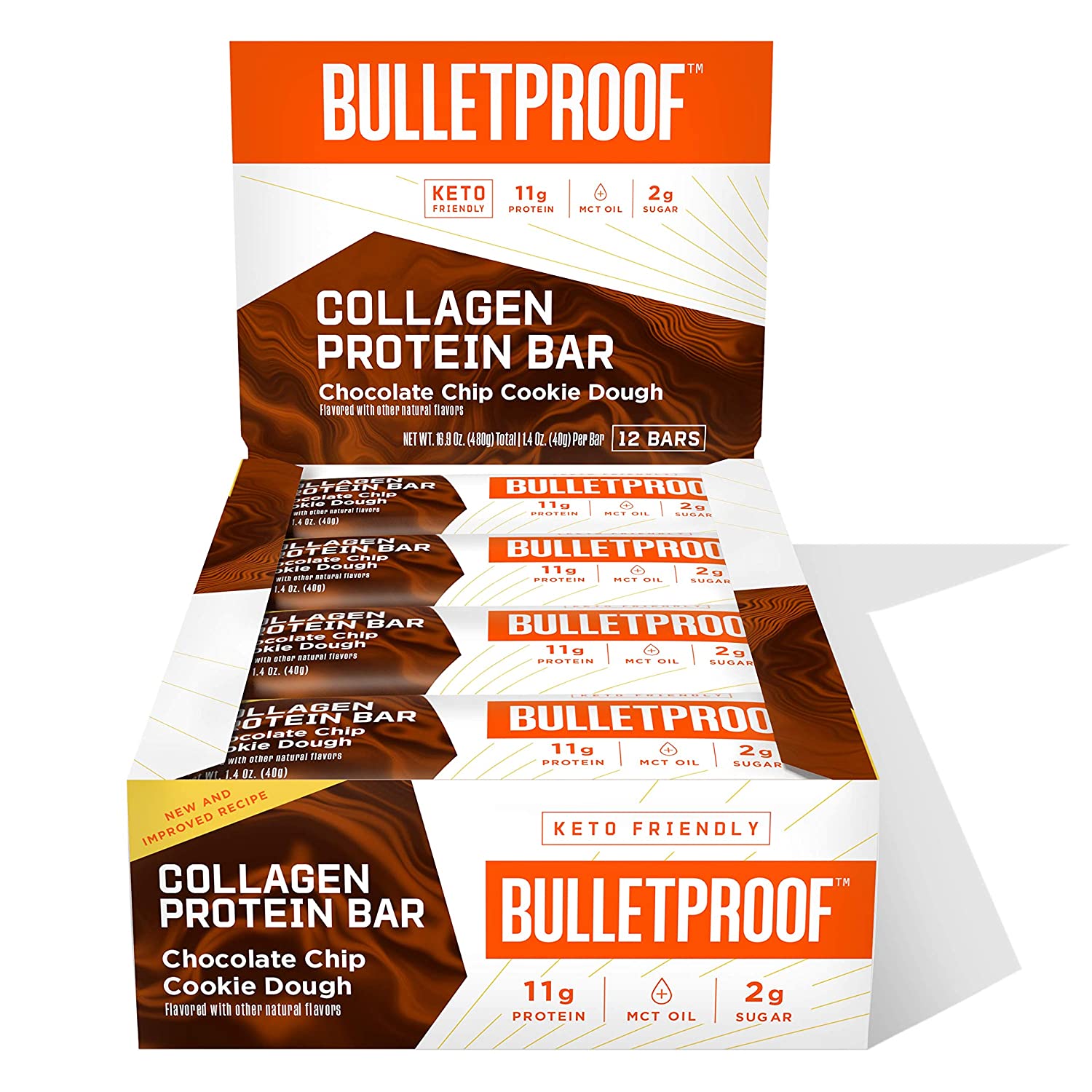 Bulletproof Collagen Protein Bar - Choc Chip Cookie Dough (12 Pack)